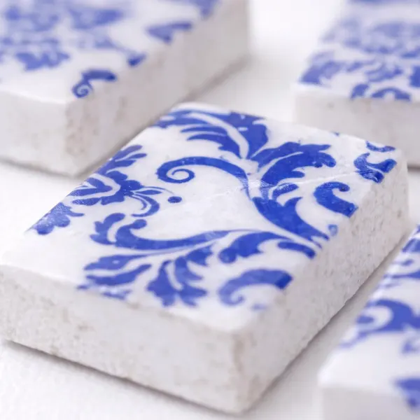 Chinoiserie Tile Fridge Magnets, Handmade Blue and White Ceramic, Set of 5
