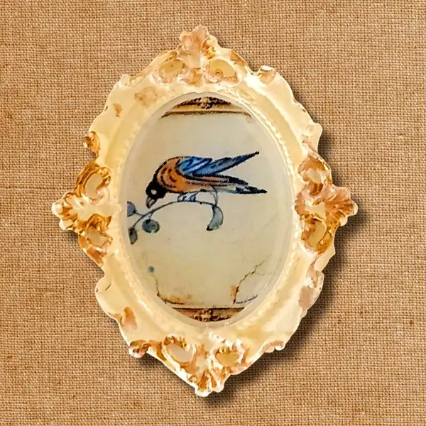 Blue White Fridge Magnets Set of 4 | Handmade Vintage European Mini Art Frames