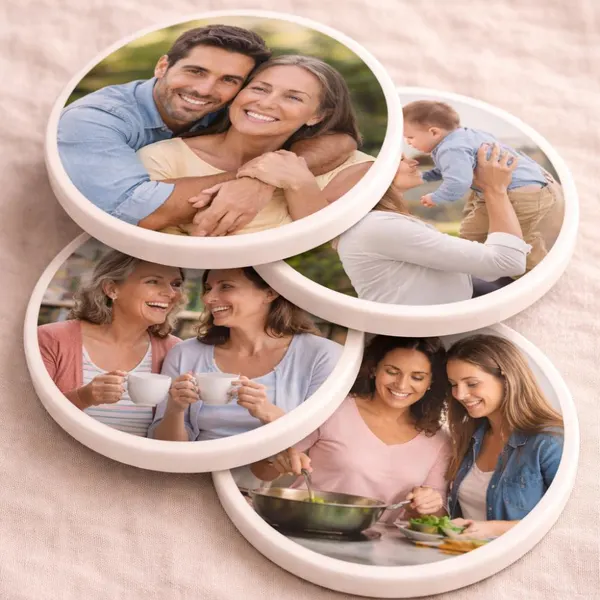 Custom Photo Coasters Set of 4 | Personalized Picture Coasters | Mother’s Day Gift