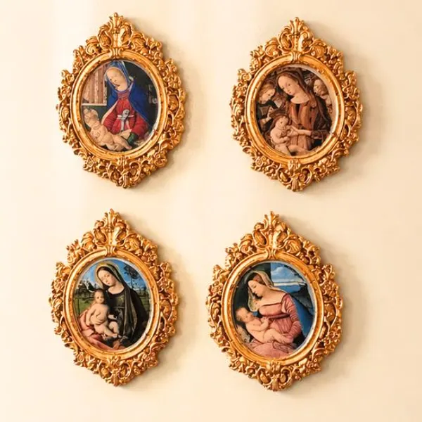 Catholic Fridge Magnets Set of 4 Renaissance Madonna Gold Frame Religious Art Gift
