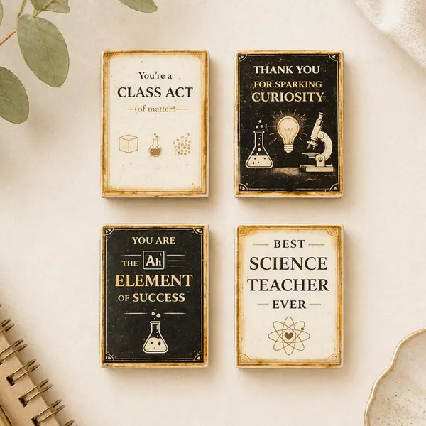Science Teacher Gift Magnets Set of 4, STEM Classroom Decor, Appreciation Gift