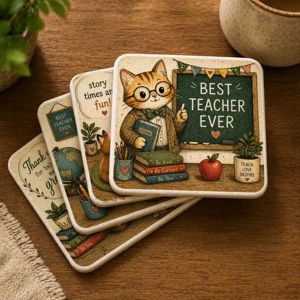 Teacher Appreciation Gift Coasters Set of 4 Animal Gift Classroom Decor