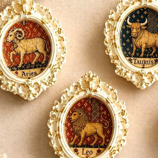 Zodiac Magnets Set of 4, Astrology Gift Vintage Fridge Decor