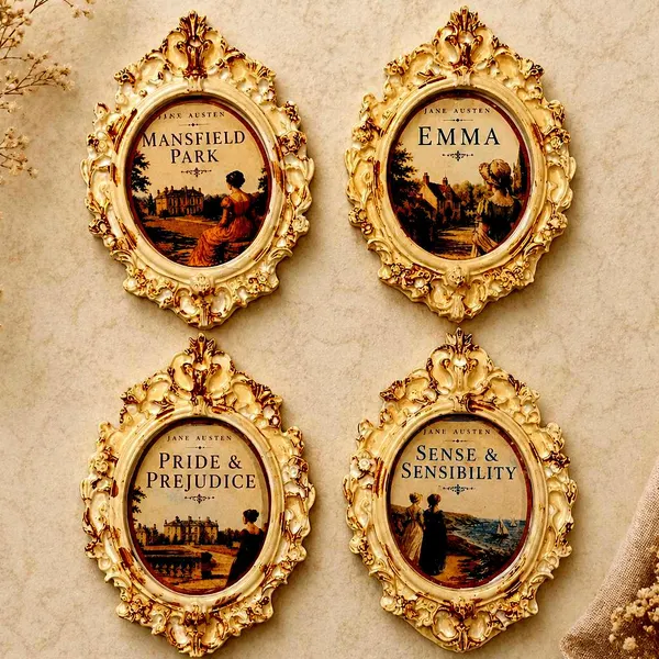 Jane Austen Fridge Magnets Set, Pride and Prejudice Emma Book Lover Gift