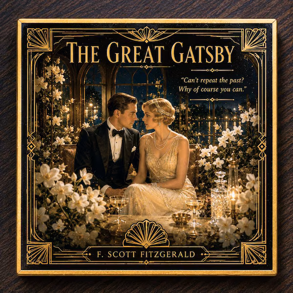 Gatsby Coaster Set, Art Deco Literary Decor, Ceramic Resin Coasters