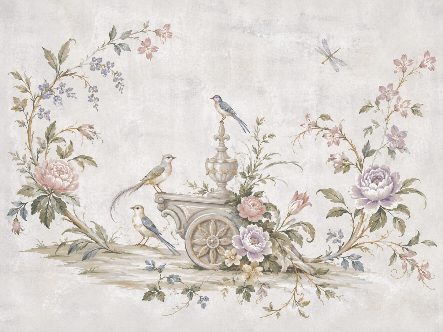 French Country Bird & Botanical Tile Mural