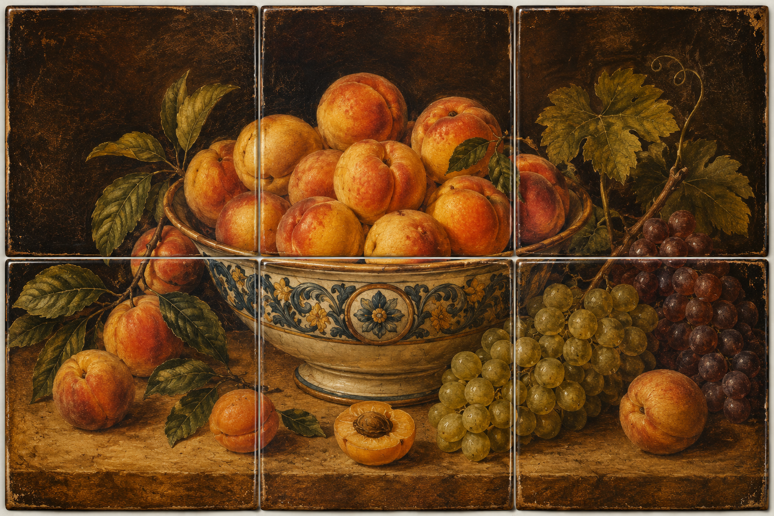 Old World Fruit Still Life Tile Mural